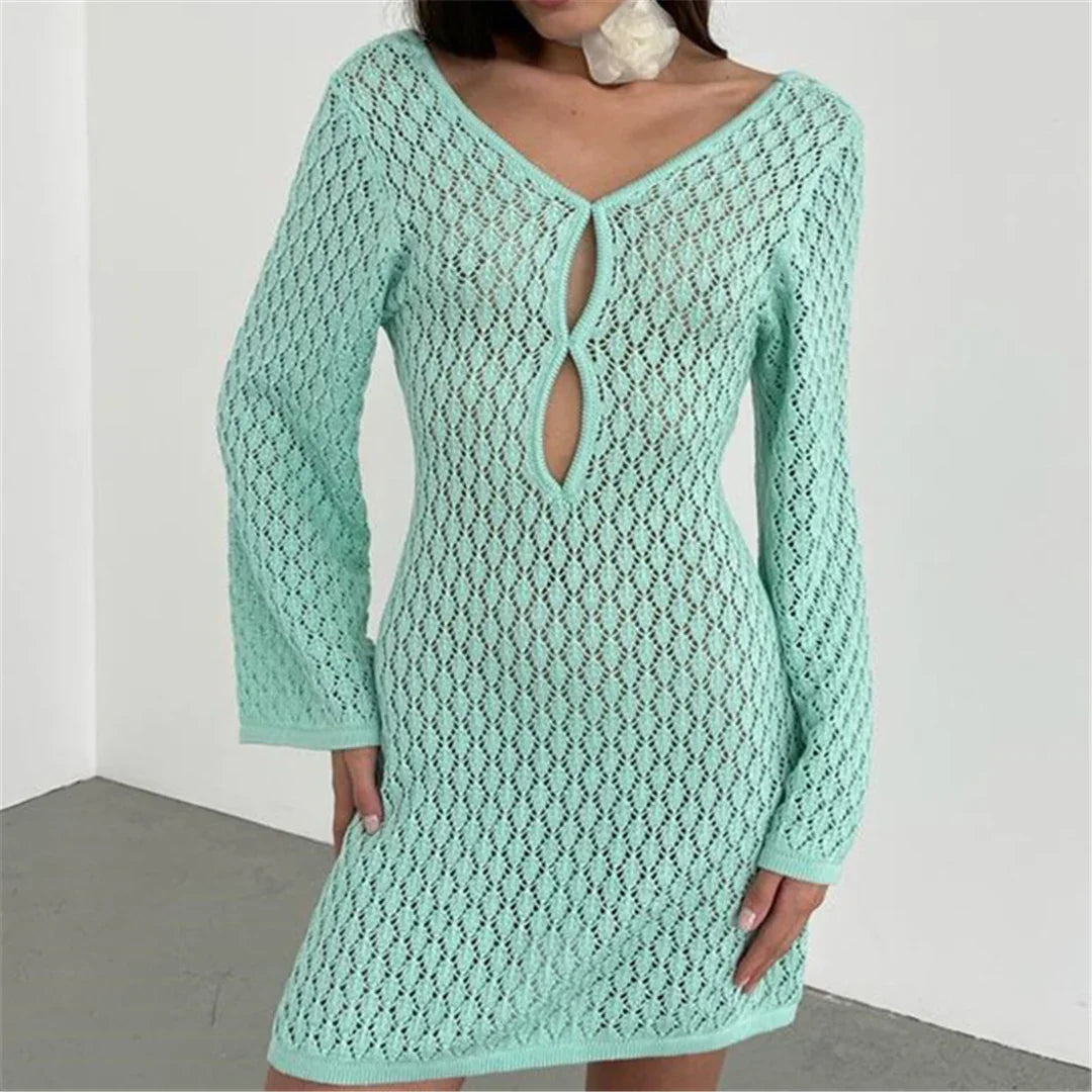 Cut Out Backless Crochet Beach Tunic