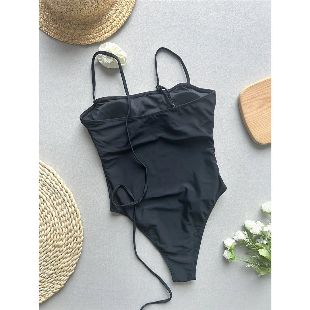 3D Flowers High Cut Swimsuit