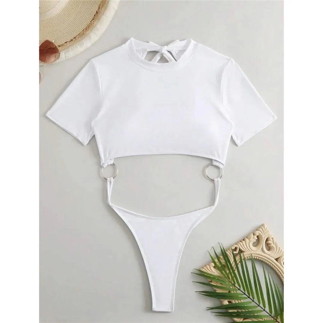 Short Sleeve Thong One Piece