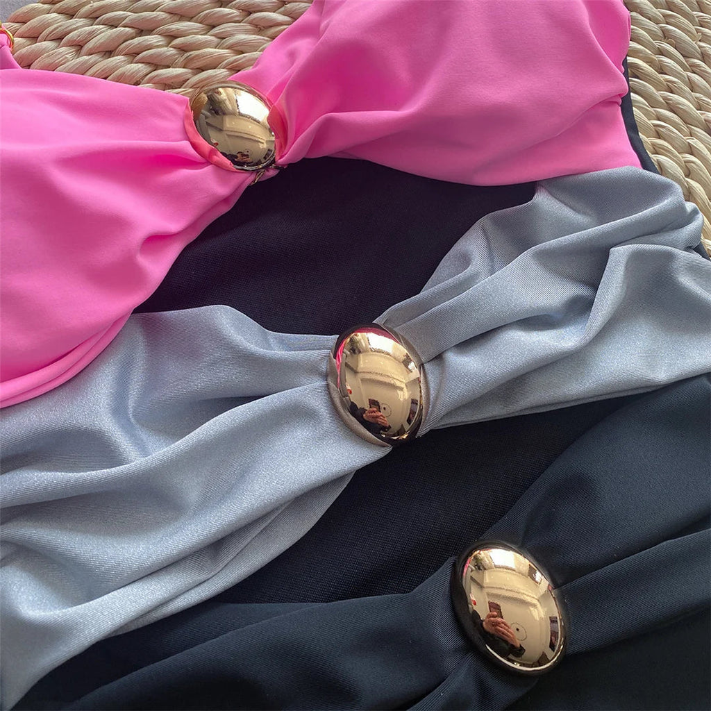 Splicing Knotted Skirt Monokini