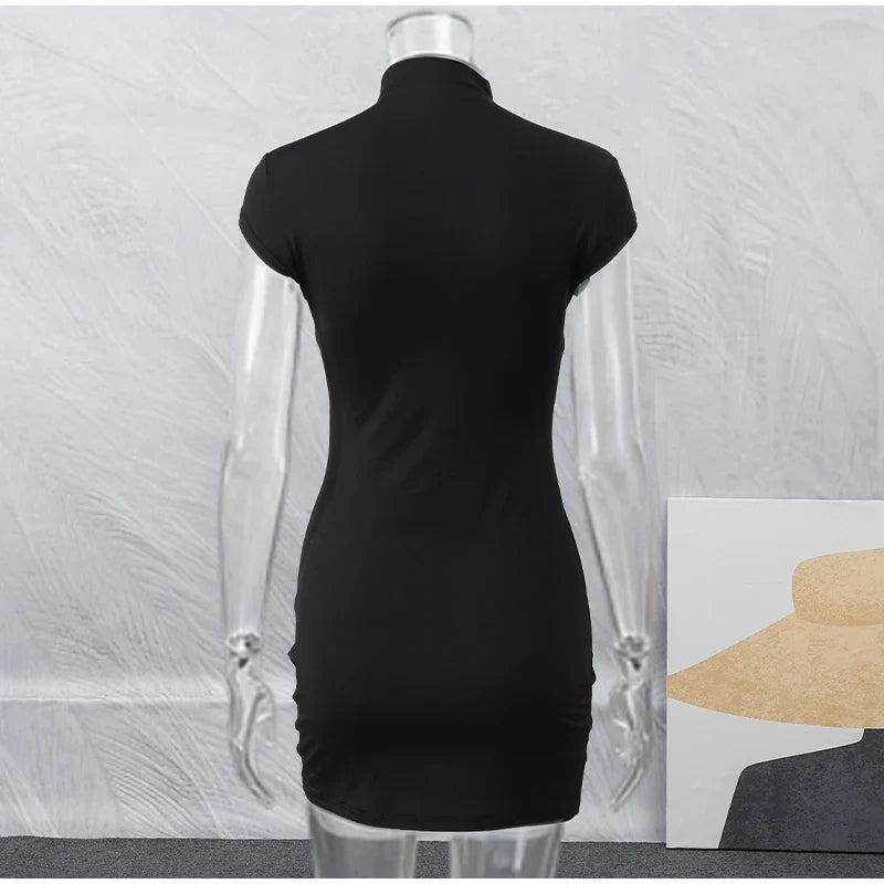 K-Pop Black Hollow Mini Dress