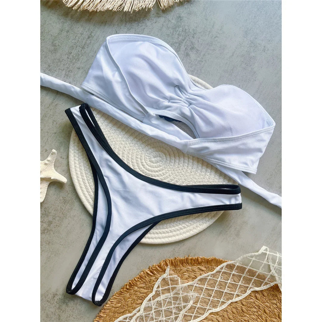 3D Flowers Bandeau Cheeky Bikini