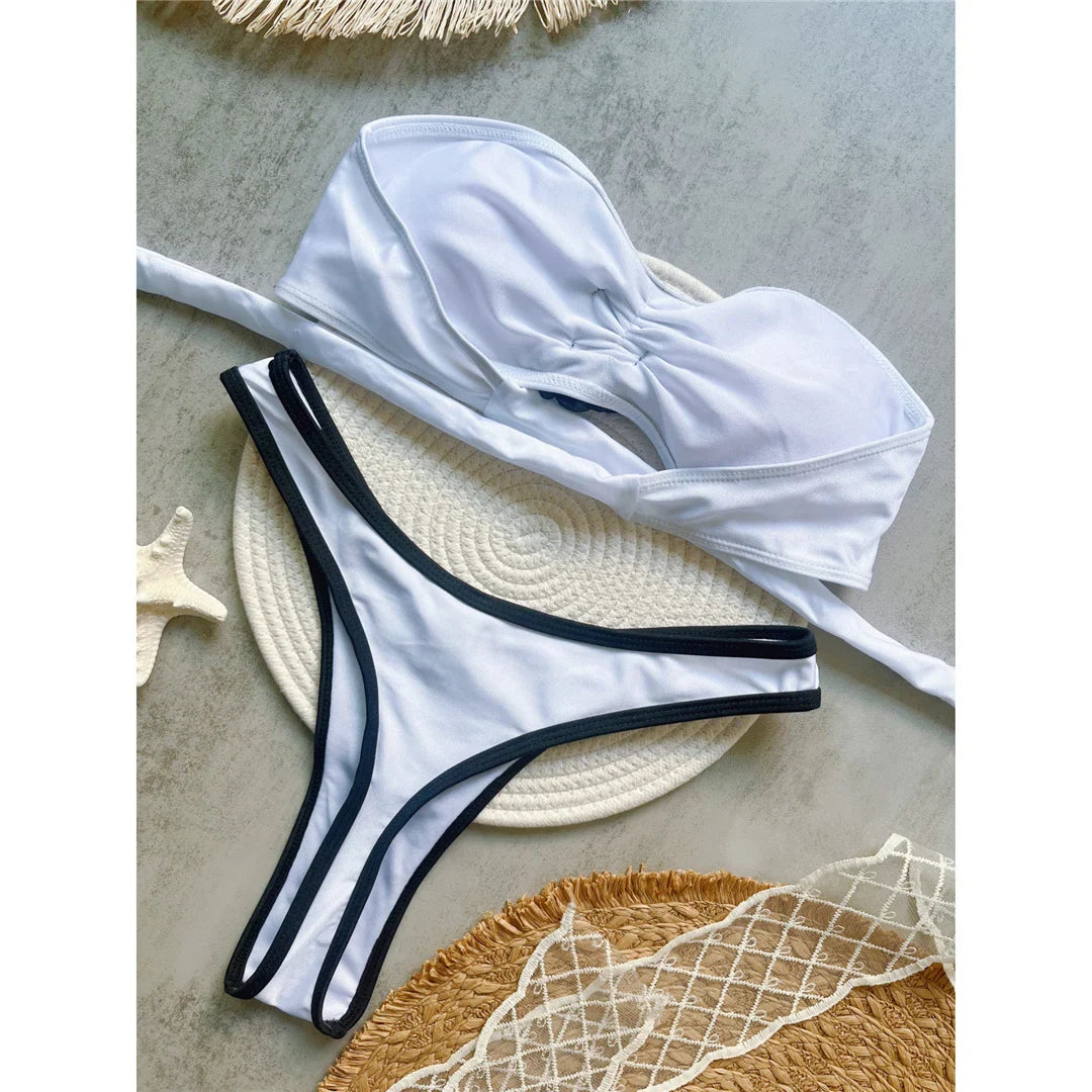 3D Flowers Bandeau Cheeky Bikini