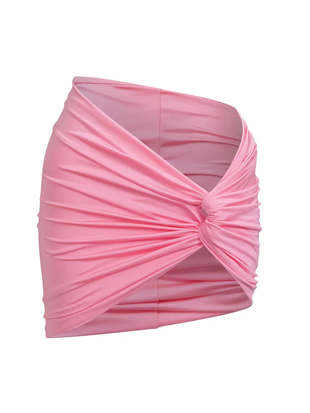 Halter Scrunch Butt Bikini Set Pink Skirt