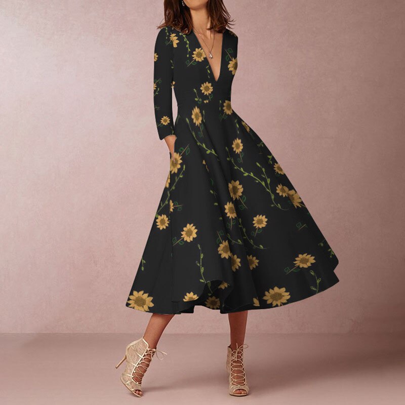 Sheny Dress Black Flower