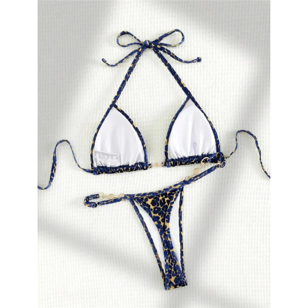 Leopard Pearl Mini Micro Bikini Set