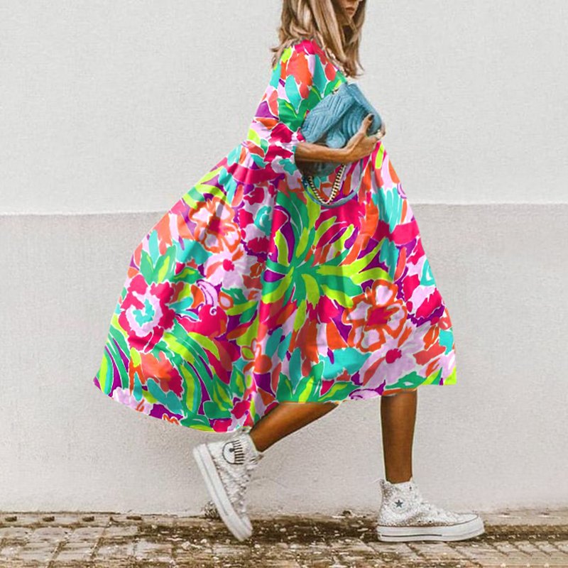 ELIZABETH DRESS Pink Green