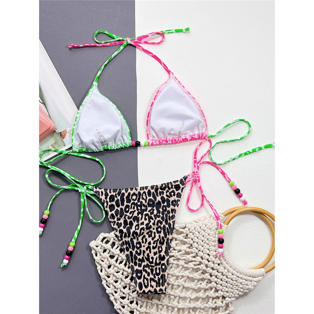 Leopard Printed Halter Bikini