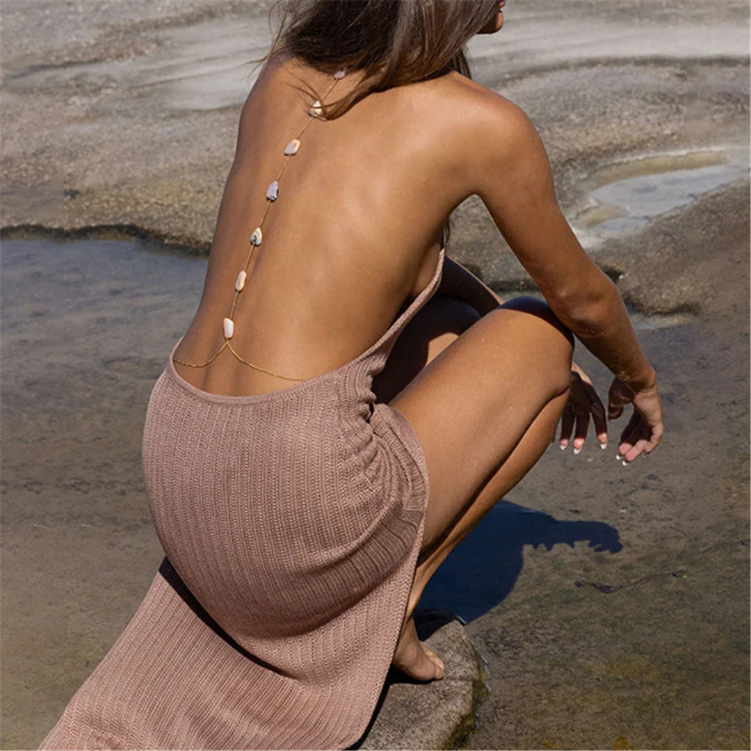 Backless Halter Crochet Beach Tunic