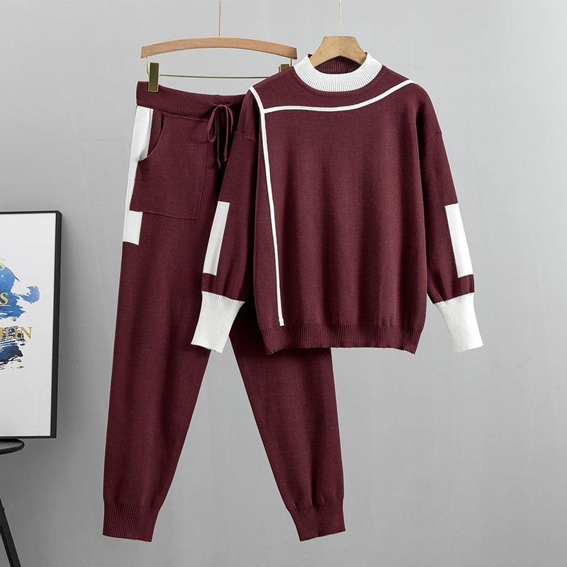 SILVIA KNIT SET Claret