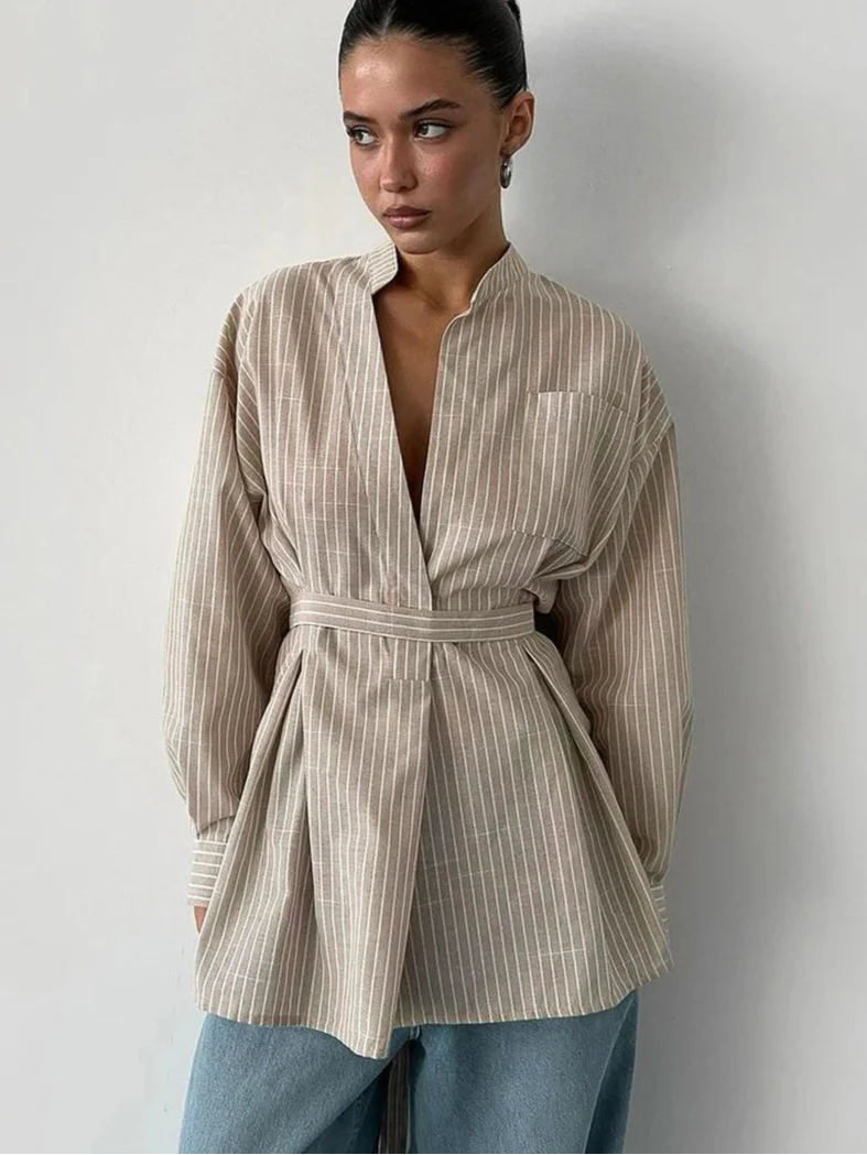 Loose Brown Stripe Shirt