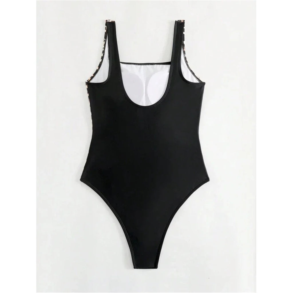 Leopard Splicing One Piece Swimsuit