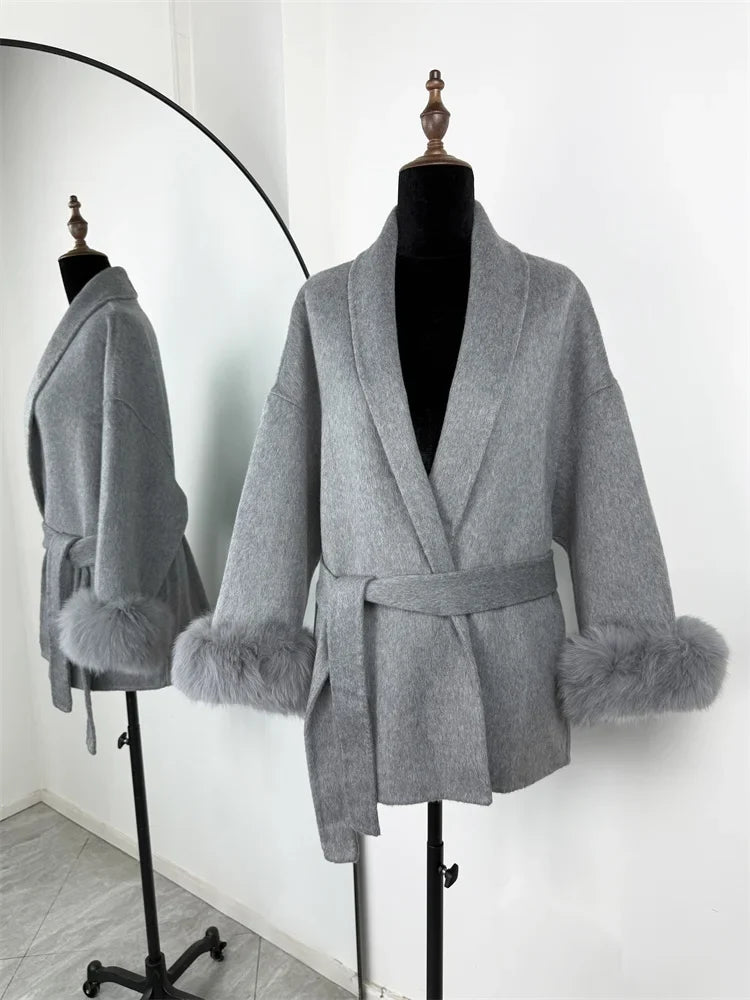 Aureline Fox Fur Wool Coat