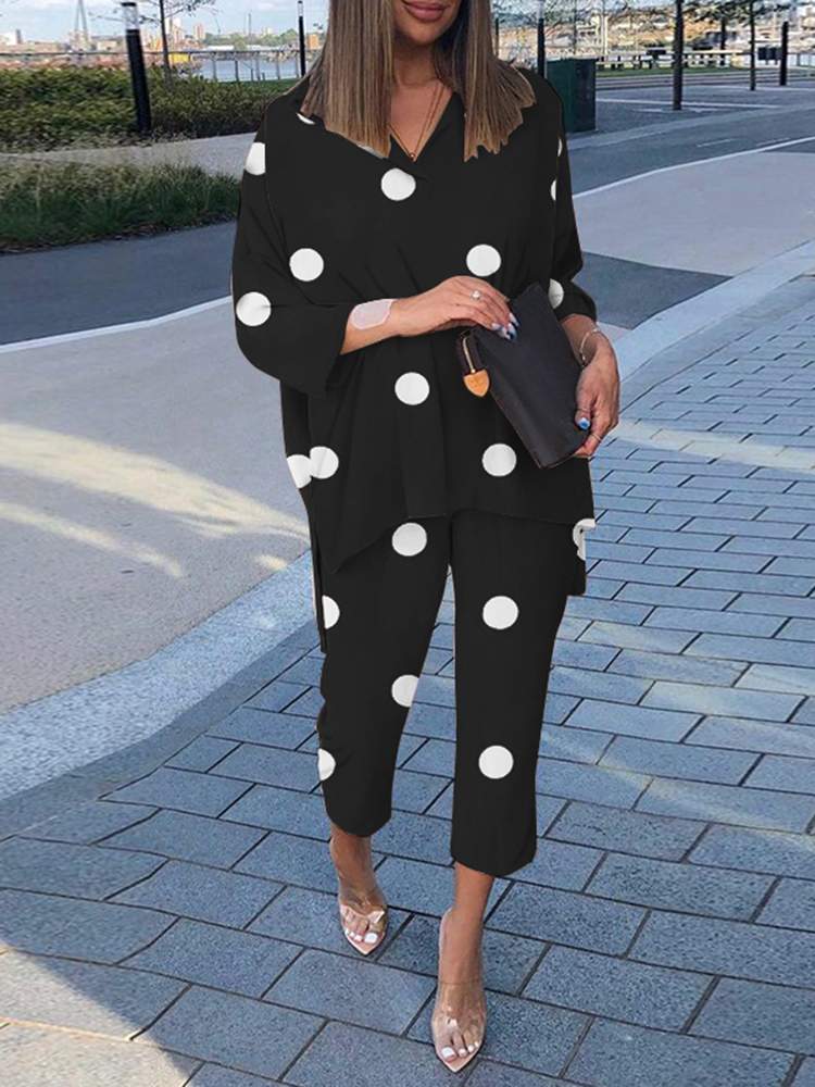 ANNA POLKA DOT SET A Black