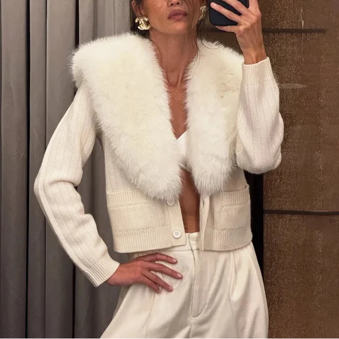 Elowen Fur Collar Cardigan