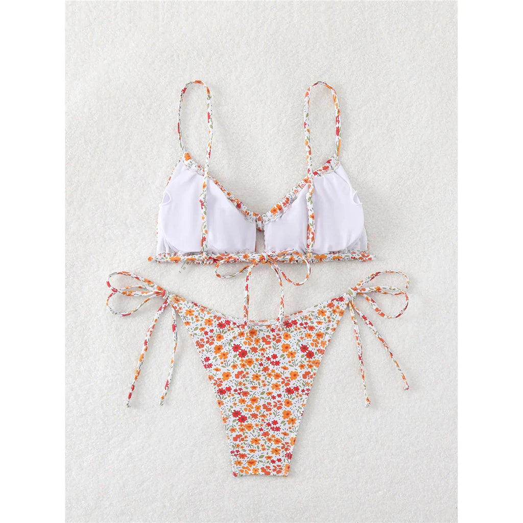 Floral Printed High Leg Bikini