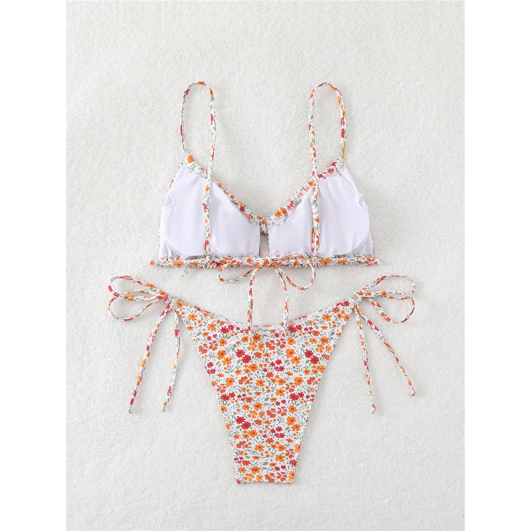 Floral Printed High Leg Bikini