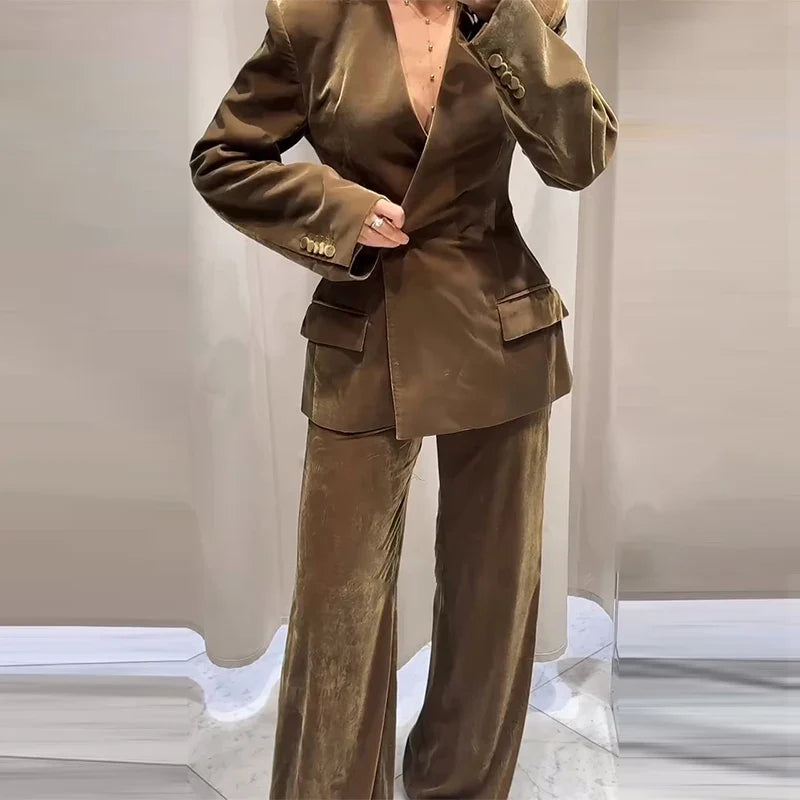 Women’s Velvet Blazer Suit Set