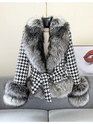 Montelle Tweed Fur Coat