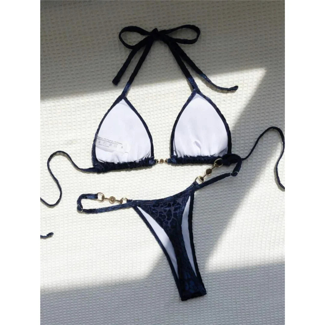 Leopard Pearl Mini Micro Bikini Set