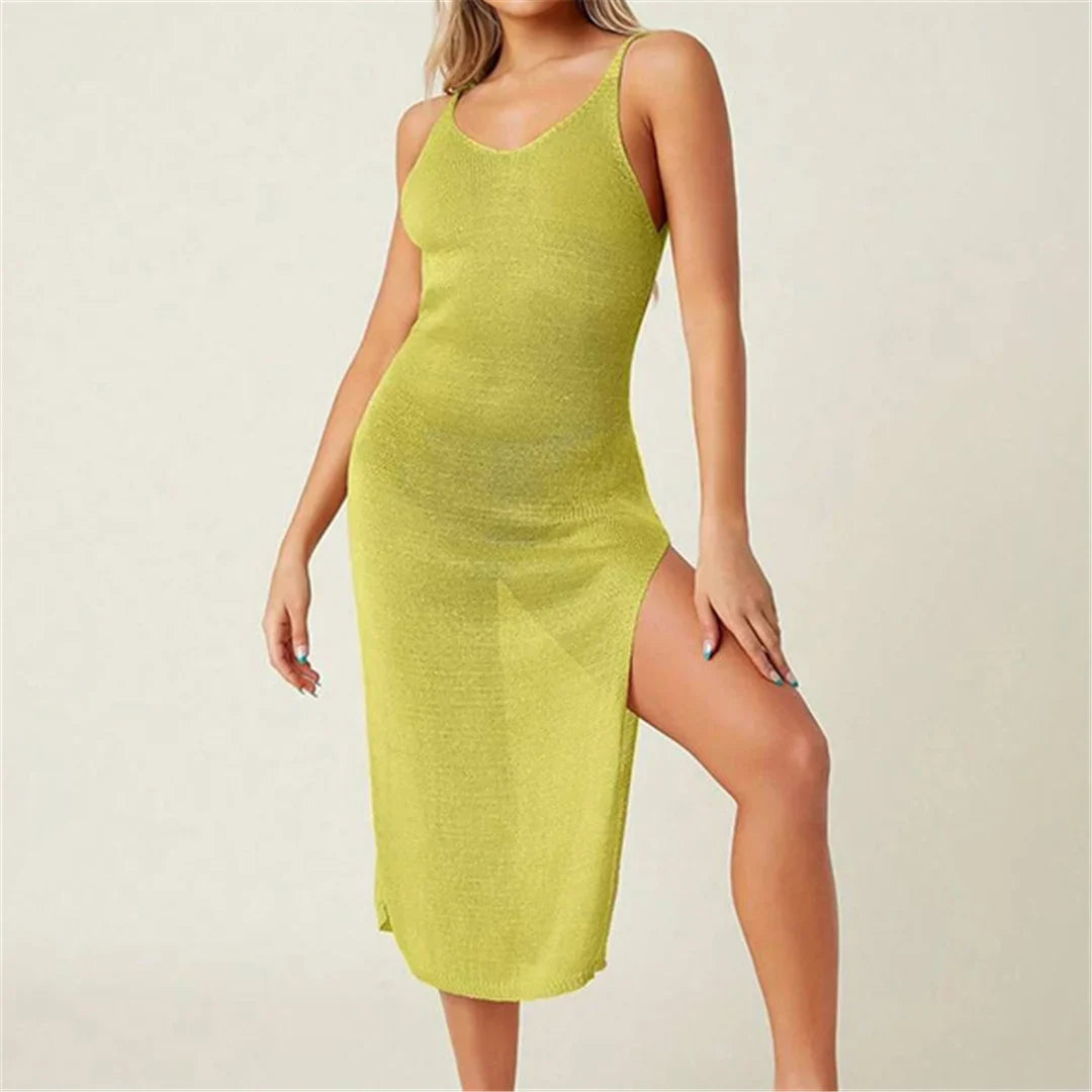 Backless High Split Crochet Tunic