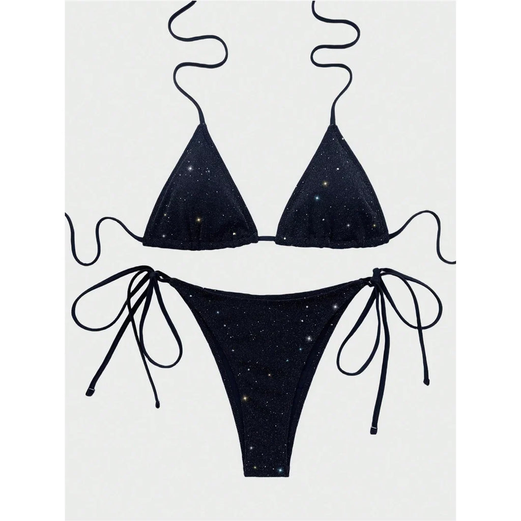 Sparkling Halter High Leg Bikini