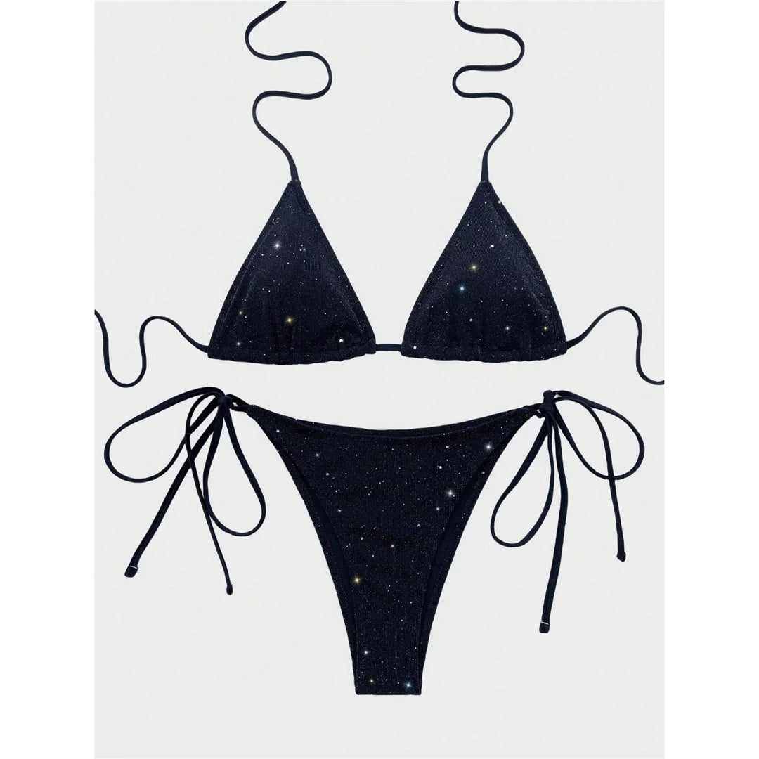 Sparkling Halter High Leg Bikini