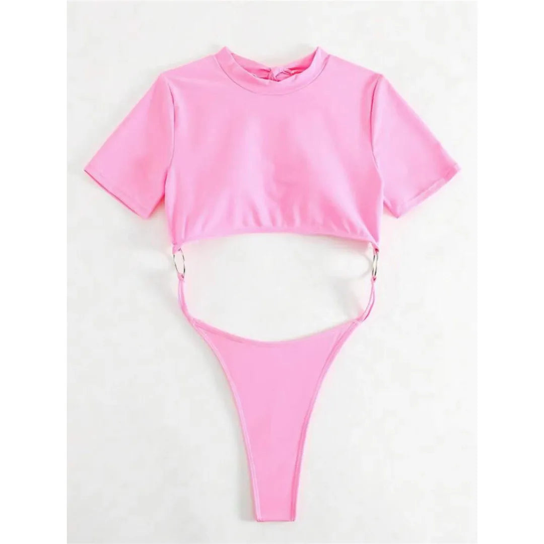 Short Sleeve Thong One Piece