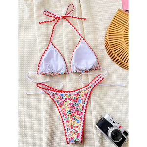Floral Halter Brazilian Bikini Set
