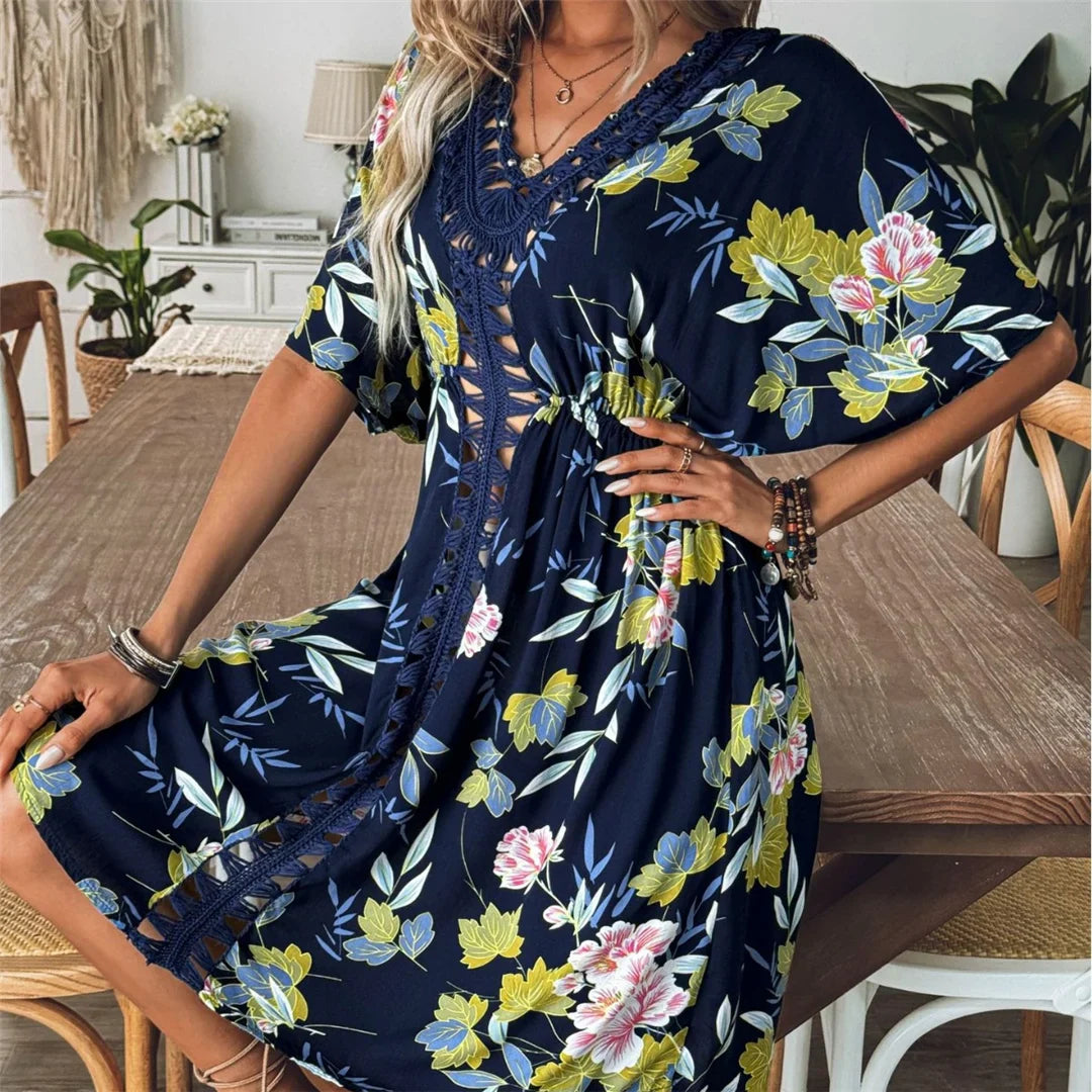 Floral Crochet Half Sleeve Tunic