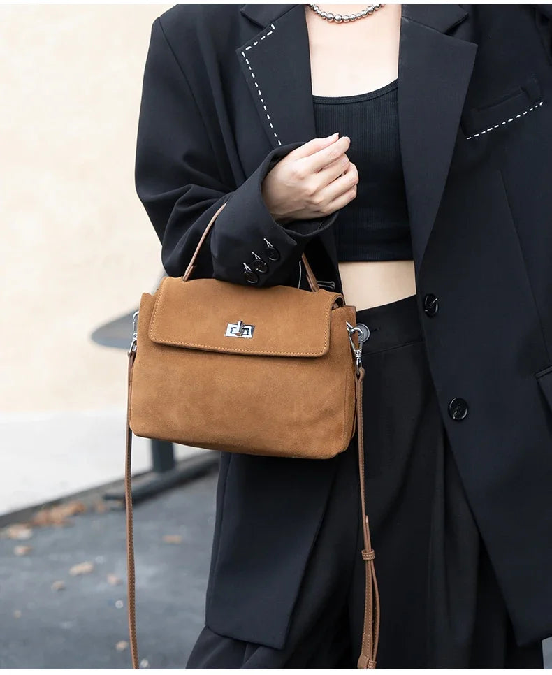 Suede Leather Crossbody Bag