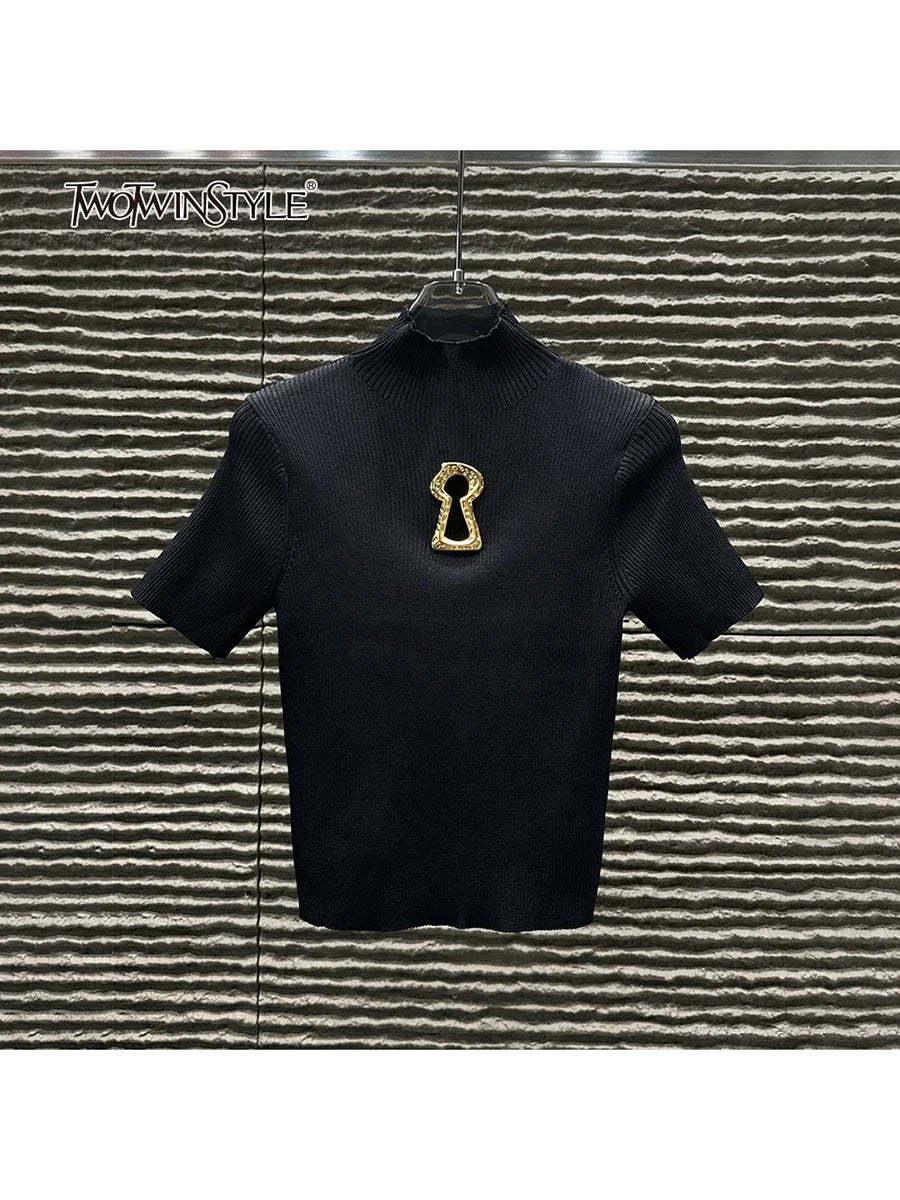 Women’s Turtleneck Buckle T-Shirt
