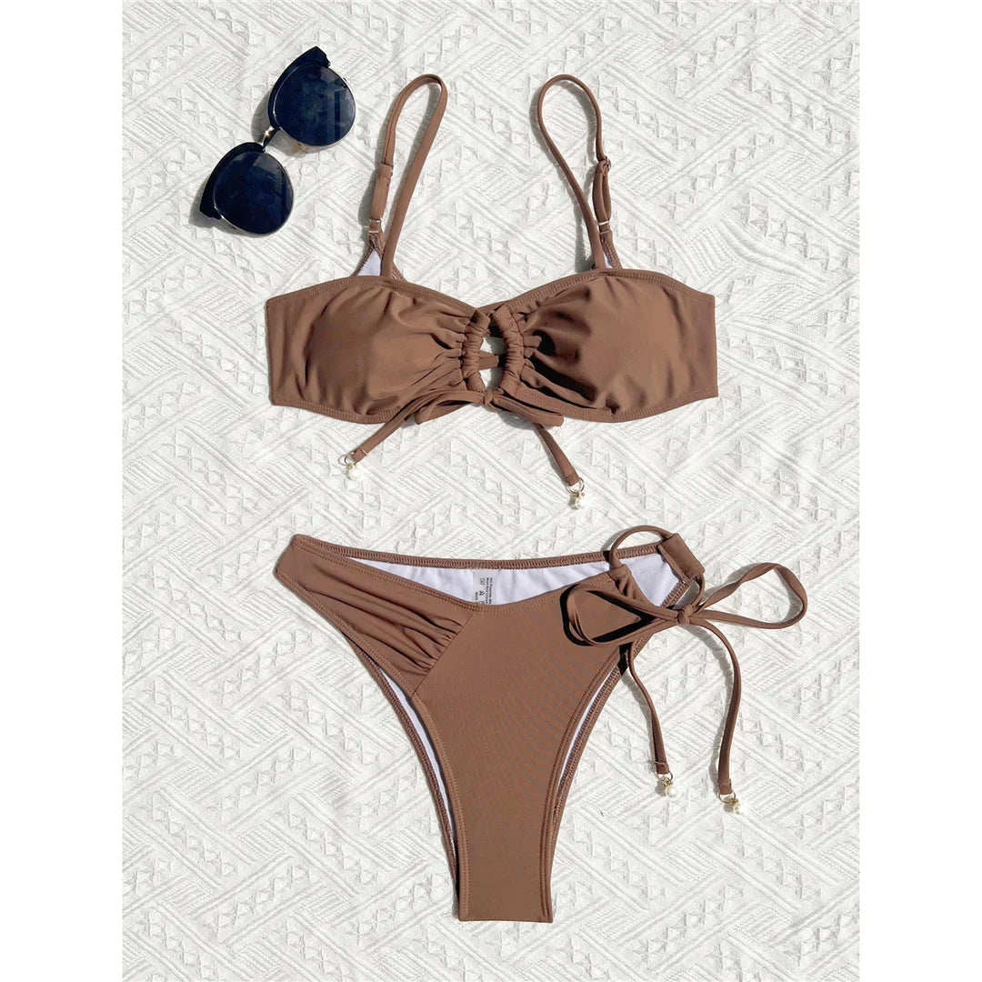 Asymmetric Cut Out Bikini Set