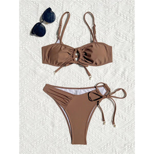Asymmetric Cut Out Bikini Set