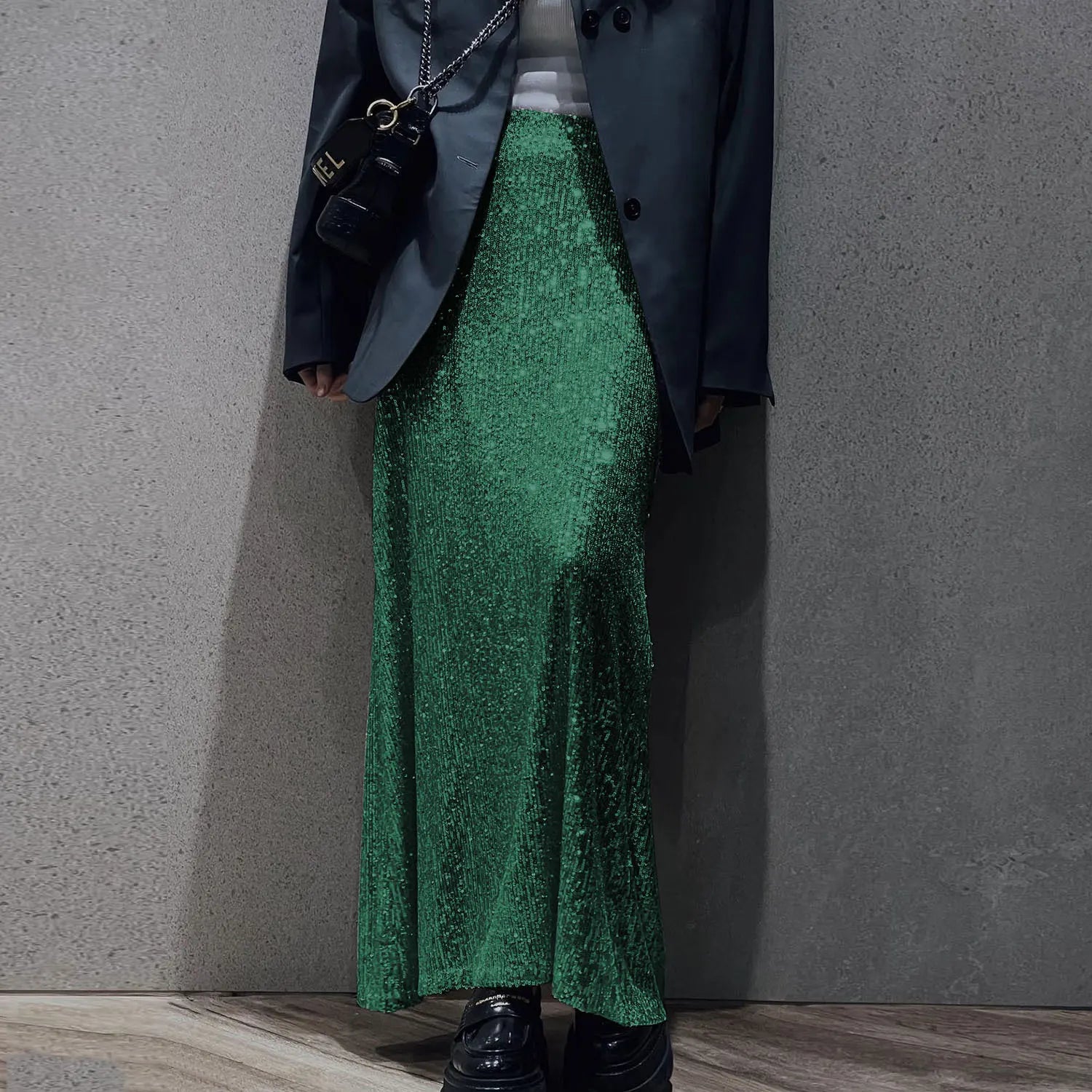 SEQUINED SKIRT Green Skirt