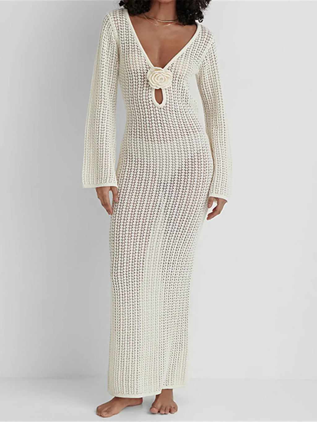 3D Flower Crochet Beach Tunic