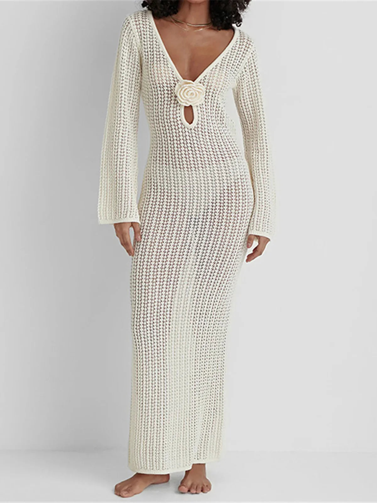 3D Flower Crochet Beach Tunic