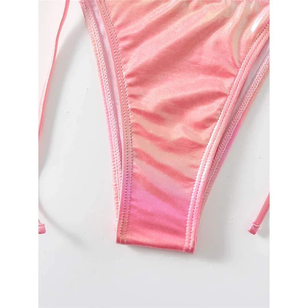 PU Faux Leather Strappy Bikini