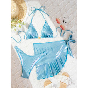 Shiny Halter Brazilian Bikini Set