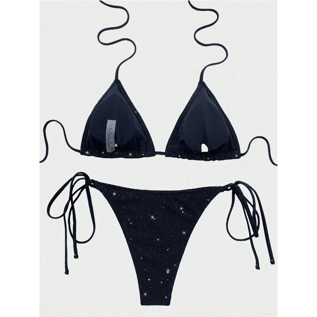 Sparkling Halter High Leg Bikini
