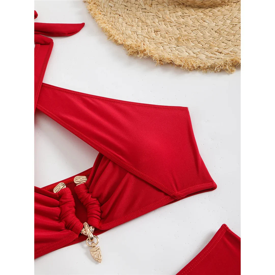 Halter Cut-Out High Waist Bikini