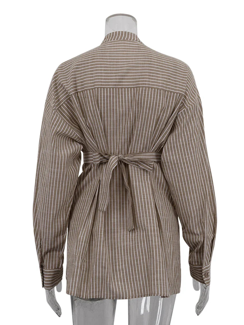 Loose Brown Stripe Shirt