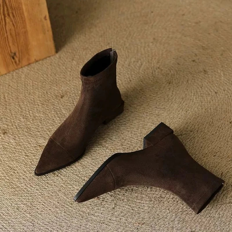 Luna Pointed Toe Low Heel Ankle Boots