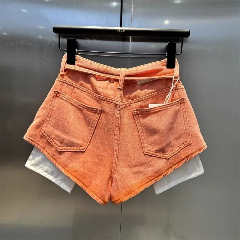 Women’s Orange Denim Shorts