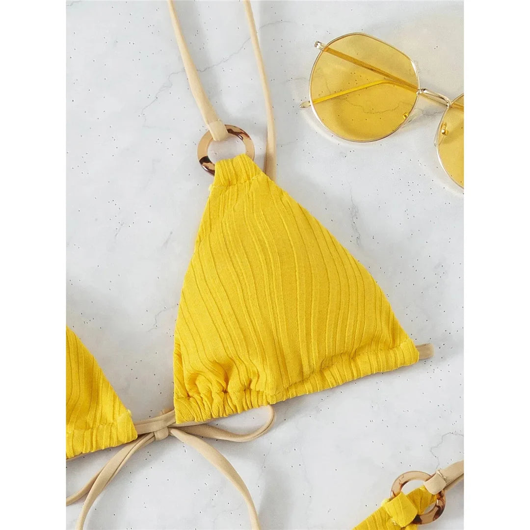 Ribbed Brazilian Bikini Set