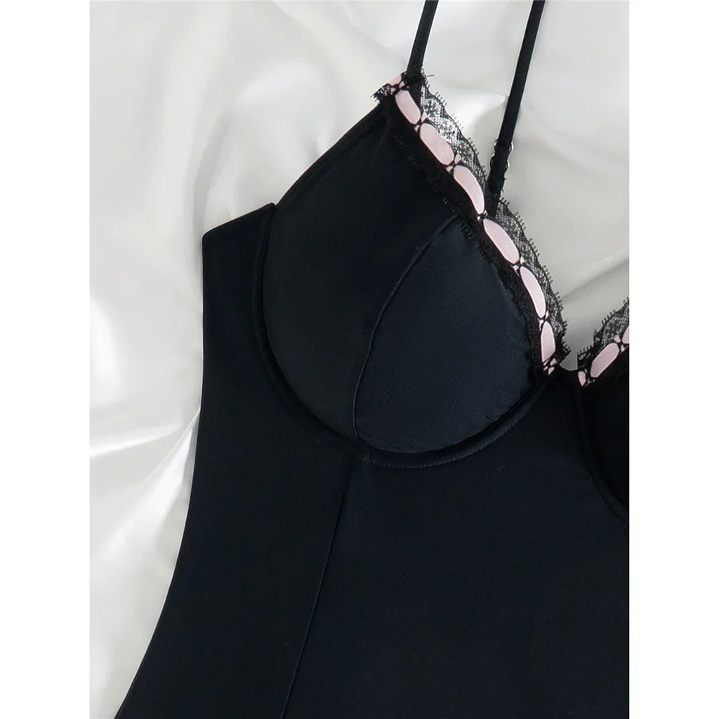 V Neck Underwired Lace Swimsuit