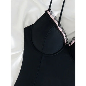 V Neck Underwired Lace Swimsuit
