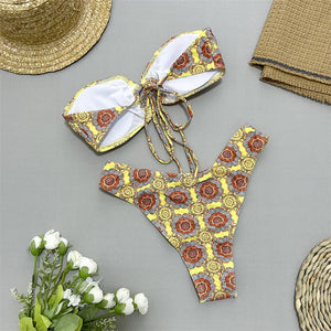 Printed Bandeau Brazilian Bikini