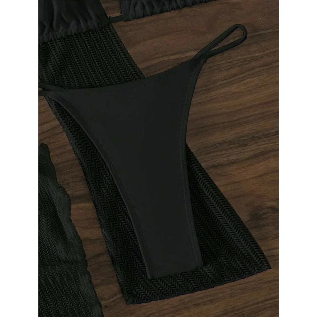 Halter Bikini with Long Sleeve Cover-Up