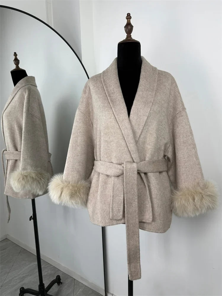 Aureline Fox Fur Wool Coat